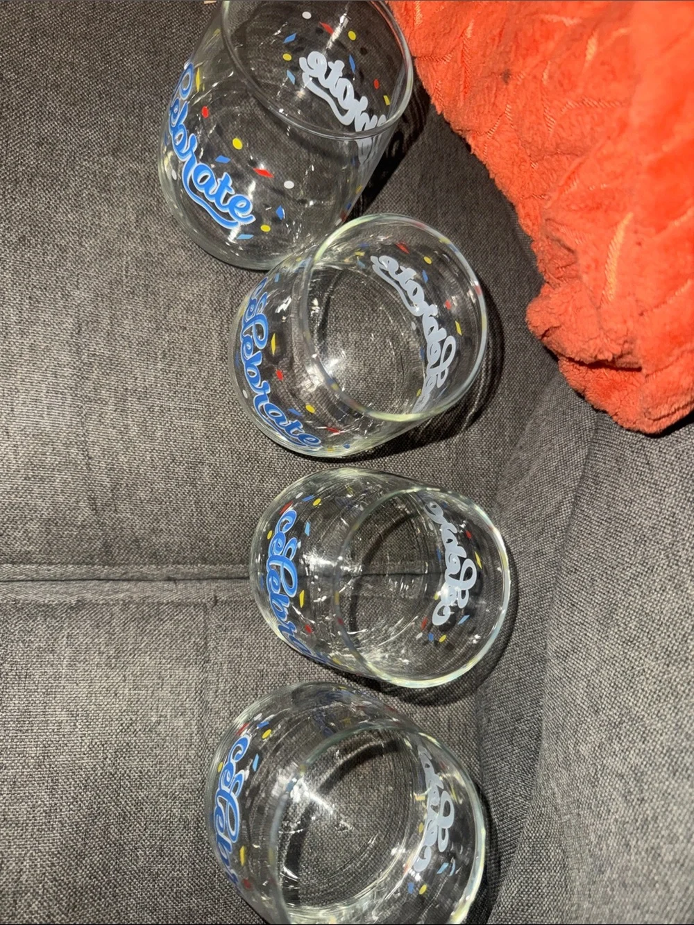 Festive Celebrate It Stemless Wine Glasses Set of 4 Confetti Graphic Drinkware